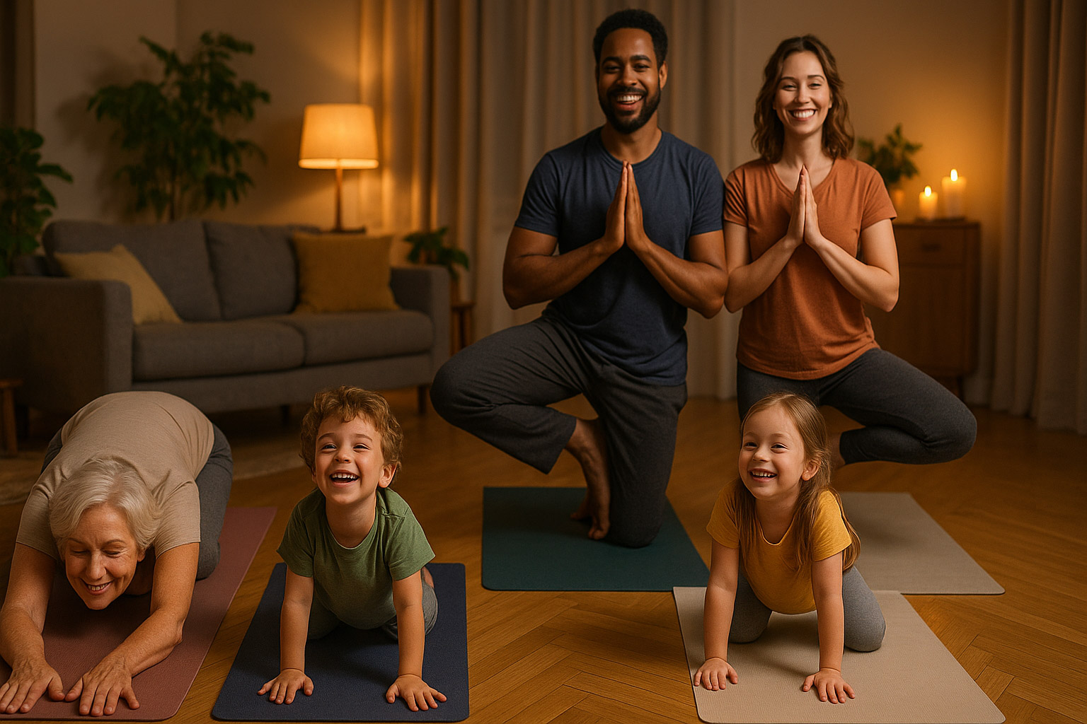 Stress abbauen: Familien-Yoga-Abende