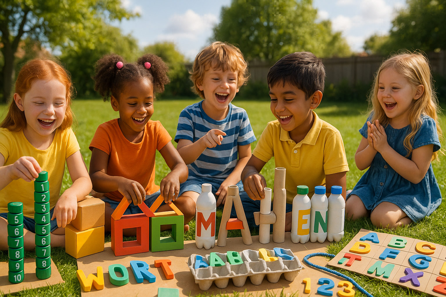 Lernspiele mit recycelten Materialien